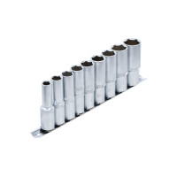 Steckschlüssel-Einsatz-Satz Sechskant, tief | Antrieb Innenvierkant 12,5 mm (1/2") | SW 10 - 24 mm | 9-tlg.