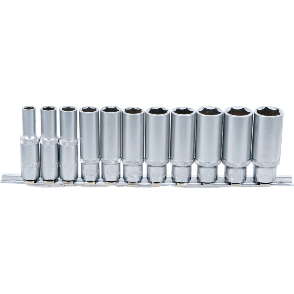 Steckschlüssel-Einsatz-Satz Sechskant, tief | Antrieb Innenvierkant 10 mm (3/8") | SW 8 - 19 mm | 11-tlg.