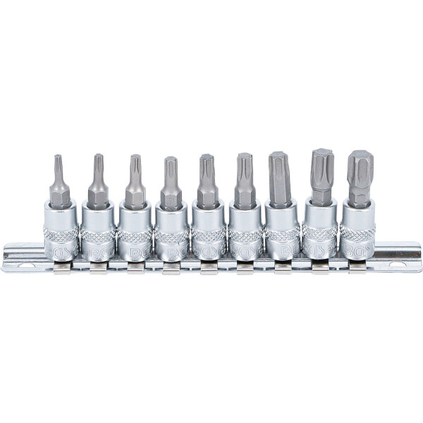 Bit-Einsatz-Satz | Antrieb Innenvierkant 6,3 mm (1/4") | T-Profil (für Torx) T10 - T50 | 9-tlg.