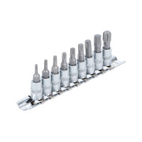 Bit-Einsatz-Satz | Antrieb Innenvierkant 6,3 mm (1/4") | T-Profil (für Torx) T10 - T50 | 9-tlg.