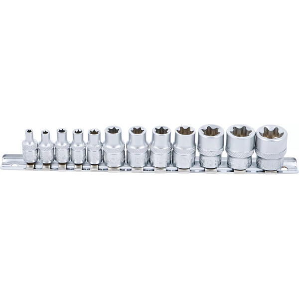 Steckschlüssel-Einsatz-Satz E-Profil | Antrieb Innenvierkant 6,3 mm (1/4") / 10 mm (3/8") | SW E4 - E20 | 12-tlg.