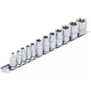 Steckschlüssel-Einsatz-Satz E-Profil | Antrieb Innenvierkant 6,3 mm (1/4") / 10 mm (3/8") | SW E4 - E20 | 12-tlg.