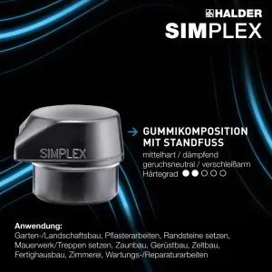 Aktionsbox, SIMPLEX-Schonhammer D60, Gummikomposition mit Standfuß / Superplastik sowie je ein TPE-soft und TPE-mid Schlageinsatz plus Flaschenöffner | 3027s026