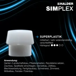 Aktionsbox, SIMPLEX-Schonhammer D60, Gummikomposition mit Standfuß / Superplastik sowie je ein TPE-soft und TPE-mid Schlageinsatz plus Flaschenöffner | 3027s026