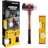 Aktionsbox, SIMPLEX-Schonhammer D60, Gummikomposition mit Standfuß / Superplastik plus STABILA Wasserwaage | 3027s024