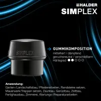 SIMPLEX-Schonhammer, Gummikomposition / Superplastik; mit Tempergussgehäuse und hochwertigem extra kurzen Holzstiel | D=80 mm / Stielausführung=extra kurz | 3027.082