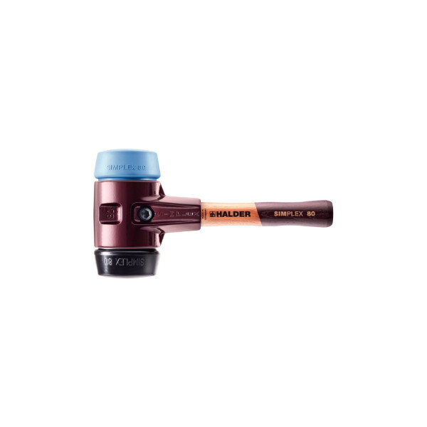SIMPLEX-Schonhammer, TPE-soft / Gummikomposition; mit Tempergussgehäuse und hochwertigem extra kurzen Holzstiel | D=80 mm / Stielausführung=extra kurz | 3012.082