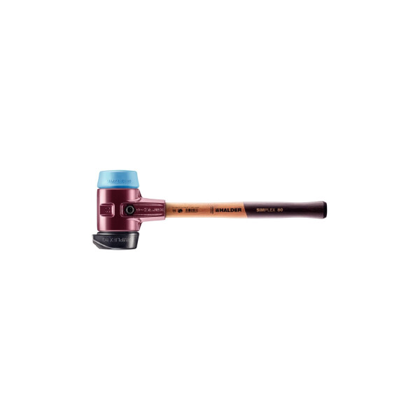 SIMPLEX-Schonhammer, Gummikomposition, mit Standfuß / TPE-soft; mit Tempergussgehäuse und hochwertigem Holzstiel | D=80 mm | 3012.280