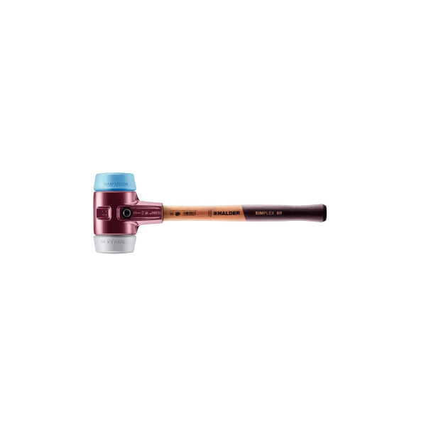 SIMPLEX-Schonhammer, TPE-soft / TPE-mid; mit Tempergussgehäuse und hochwertigem Holzstiel | D=80 mm | 3013.080