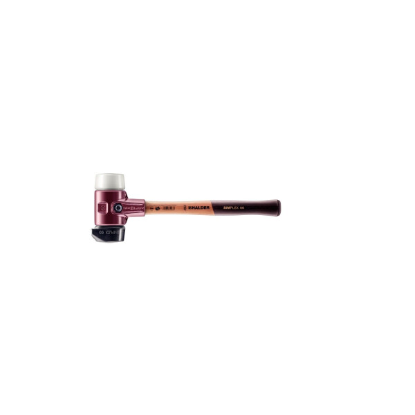 SIMPLEX-Schonhammer, Gummikomposition, mit Standfuß / Superplastik; mit Tempergussgehäuse und hochwertigem Holzstiel | D=60 mm | 3027.260
