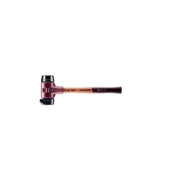 SIMPLEX-Schonhammer, Gummikomposition, mit Standfuß; mit Tempergussgehäuse und hochwertigem Holzstiel | D=60 mm | 3022.260