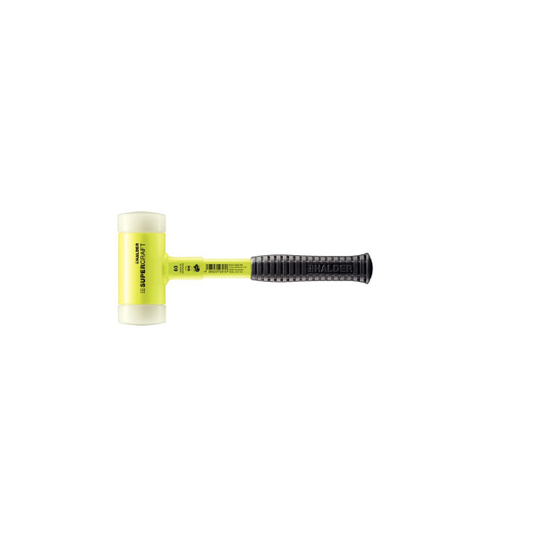 SUPERCRAFT-Schonhammer, mit bruchsicherem Stahlrohrstiel, gelb-fluoreszierend beschichtet und ergonomisch geformtem, rutschsicherem Griff | D=60 mm | 3377.160