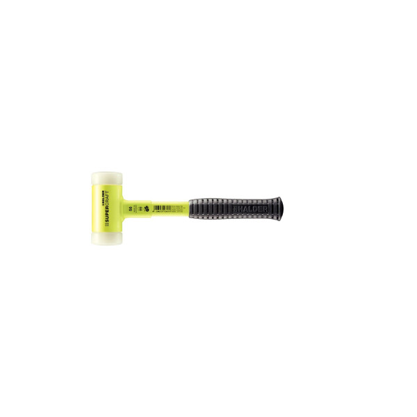 SUPERCRAFT-Schonhammer, mit bruchsicherem Stahlrohrstiel, gelb-fluoreszierend beschichtet und ergonomisch geformtem, rutschsicherem Griff | D=50 mm | 3377.150