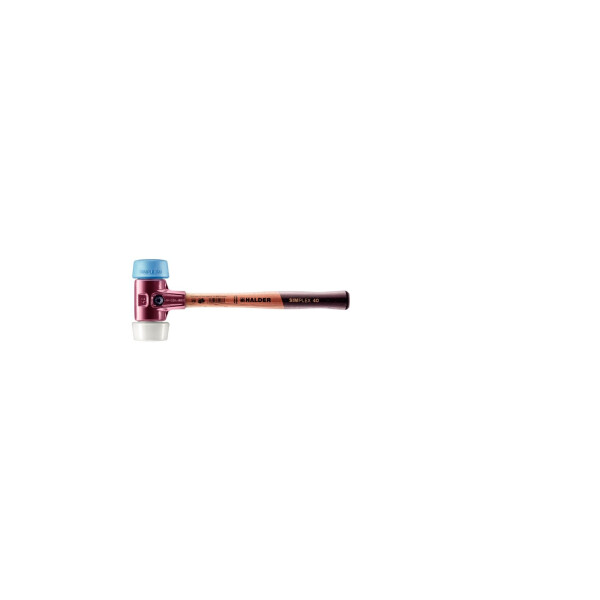 SIMPLEX-Schonhammer, 50:40, TPE-soft / Superplastik; mit Tempergussgehäuse und hochwertigem Holzstiel | D=50 mm | 3017.051