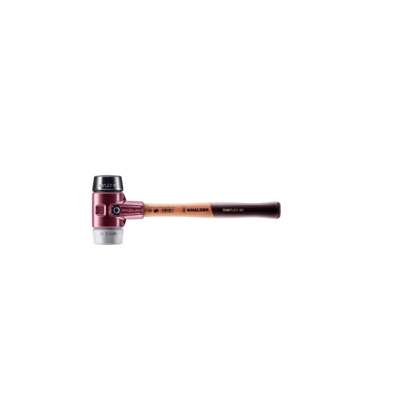 SIMPLEX-Schonhammer, TPE-mid / Gummikomposition; mit Tempergussgehäuse und hochwertigem Holzstiel | D=60 mm | 3023.060