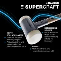 SUPERCRAFT-Vorschlaghammer, mit schwingungsdämpfendem, ergonomisch geformtem und lackiertem Hickorystiel | D=100 mm / Gewicht=7050 g | 3366.107