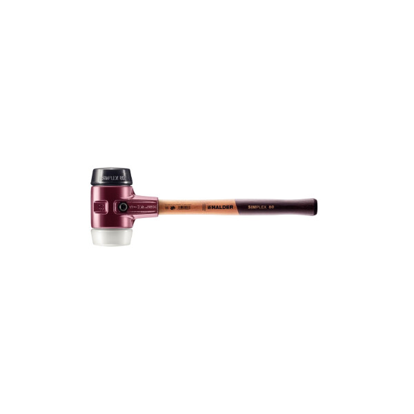 SIMPLEX-Schonhammer, Gummikomposition / Superplastik; mit Tempergussgehäuse und hochwertigem Holzstiel | D=80 mm | 3027.080