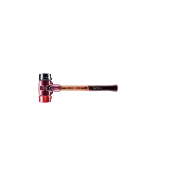 SIMPLEX-Schonhammer, Gummikomposition / Plastik; mit Tempergussgehäuse und hochwertigem Holzstiel | D=60 mm | 3026.060