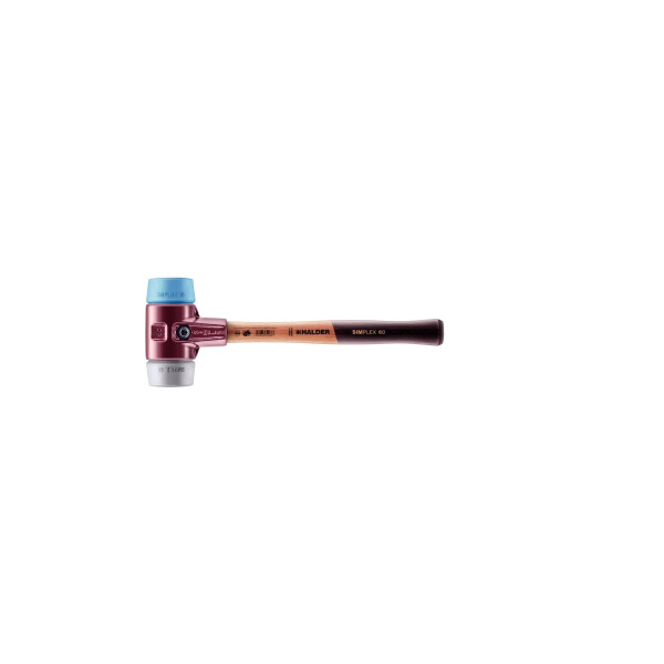 SIMPLEX-Schonhammer, TPE-soft / TPE-mid; mit Tempergussgehäuse und hochwertigem Holzstiel | D=60 mm | 3013.060