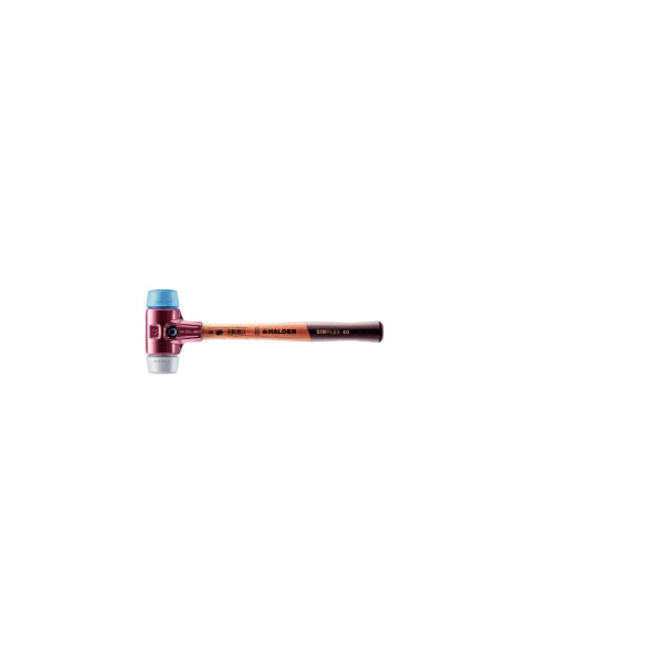 SIMPLEX-Schonhammer, TPE-soft / TPE-mid; mit Tempergussgehäuse und hochwertigem Holzstiel | D=40 mm | 3013.040
