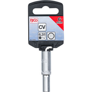 BGS 10156 Steckschlüssel-Einsatz Gear Lock, tief | Antrieb Innenvierkant 6,3 mm (1/4") | SW 6 mm