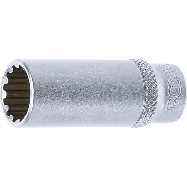 BGS 10163 Steckschlüssel-Einsatz Gear Lock, tief | Antrieb Innenvierkant 6,3 mm (1/4") | SW 13 mm