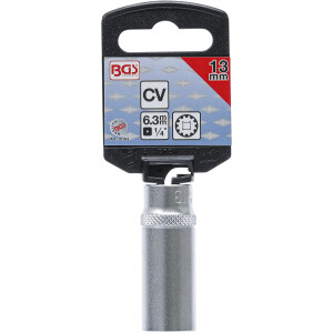 BGS 10163 Steckschlüssel-Einsatz Gear Lock, tief | Antrieb Innenvierkant 6,3 mm (1/4") | SW 13 mm