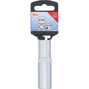 BGS 10255 Steckschlüssel-Einsatz Gear Lock, tief | Antrieb Innenvierkant 12,5 mm (1/2") | SW 15 mm