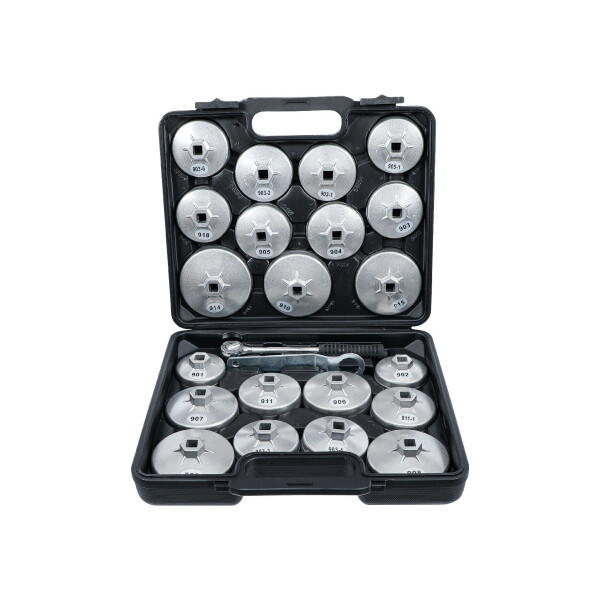 BGS Diy 1035 Ölfilterschlüssel-Satz | Aluminium-Druckguss | Antrieb Innenvierkant 12,5 mm (1/2") | 23-tlg.