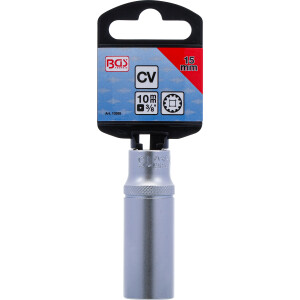 BGS 10355 Steckschlüssel-Einsatz Gear Lock, tief | Antrieb Innenvierkant 10 mm (3/8") | SW 15 mm