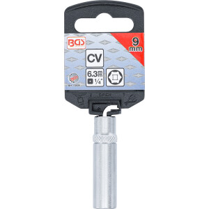 BGS 10509 Steckschlüssel-Einsatz Sechskant, tief | Antrieb Innenvierkant 6,3 mm (1/4") | SW 9 mm