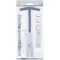 BGS Diy 142 Zündkerzenschlüssel mit T-Griff, Gelenkfeder | Sechskant SW 16 mm / SW 21 mm