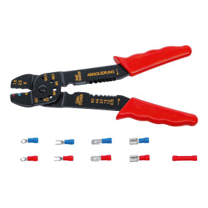 BGS Diy 1423 Crimpzange mit Kabelschuh-Sortiment | 200 mm...