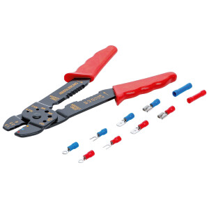 BGS Diy 1423 Crimpzange mit Kabelschuh-Sortiment | 200 mm...