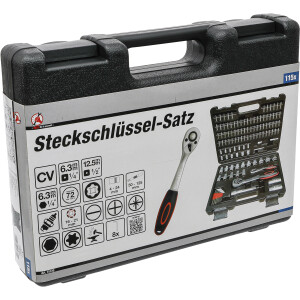 BGS Diy 15120 Steckschlüssel-Satz Wellenprofil | Antrieb 6,3 mm (1/4") / 12,5 mm (1/2") | 115-tlg.