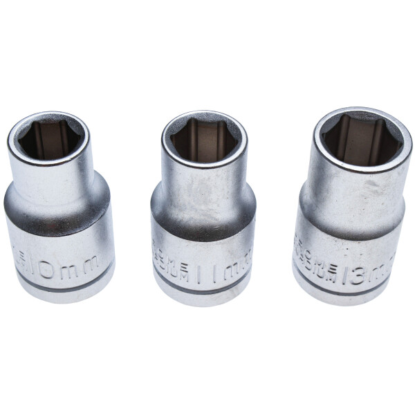 BGS Diy 15123 Steckschlüsseleinsatz-Satz | Antrieb 12,5 mm (1/2") | SW 10 - 11 - 13 mm | 3-tlg.