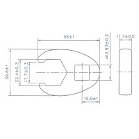 BGS 1757-22 Hahnenfußschlüssel | Antrieb Innenvierkant 12,5 mm (1/2") | SW 22 mm