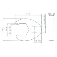 BGS 1757-27 Hahnenfußschlüssel | Antrieb Innenvierkant 12,5 mm (1/2") | SW 27 mm
