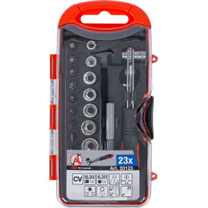 BGS Diy 20123 Bit-/Steckschlüssel-Einsatz-Satz | mit Bit-Knarre | 23-tlg.