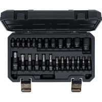 BGS Diy 20124 Bit-Einsatz-/Steckschlüssel-Einsatz-Satz | Antrieb Innenvierkant 6,3 mm (1/4"), 10 mm (3/8"), 12,5 mm (1/2") | E-Profil / T-Profil (für Torx) | 25-tlg.
