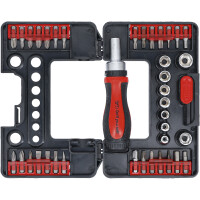 BGS Diy 20138 Bit-/Steckschlüssel-Einsatz-Satz | mit Ratschen-Drehgriff für Bits, umschaltbar | 38-tlg.