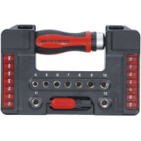 BGS Diy 20138 Bit-/Steckschlüssel-Einsatz-Satz | mit Ratschen-Drehgriff für Bits, umschaltbar | 38-tlg.