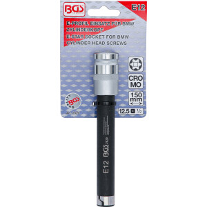 BGS 2020 Steckschlüssel-Einsatz für BMW-Zylinderkopf E-Profil, 150 mm | Antrieb Innenvierkant 12,5 mm (1/2") | SW E12