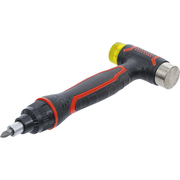 BGS Diy 20800 Wechselkopf-Hammer | mit Ratschen-Drehgriff für Bits, umschaltbar | 3-in-1