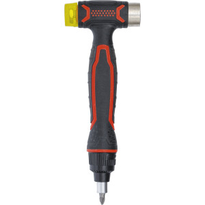 BGS Diy 20800 Wechselkopf-Hammer | mit Ratschen-Drehgriff für Bits, umschaltbar | 3-in-1