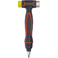 BGS Diy 20800 Wechselkopf-Hammer | mit Ratschen-Drehgriff für Bits, umschaltbar | 3-in-1
