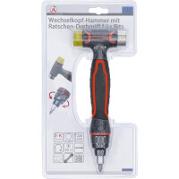 BGS Diy 20800 Wechselkopf-Hammer | mit Ratschen-Drehgriff für Bits, umschaltbar | 3-in-1