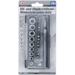 BGS Diy 20802 Bit- und Steckschlüssel-/Winkelschrauber-Satz | Antrieb 6,3 mm (1/4") | 26-tlg.