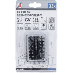 BGS Diy 20810 Bit-Satz für Sicherungsschrauben | Antrieb Außensechskant 6,3 mm (1/4") | 33-tlg.