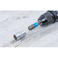BGS Diy 20814 Adapter-Satz für Bohrmaschinen | farbig | Antrieb Außensechskant 6,3 mm (1/4") | Abtrieb Außenvierkant 6,3 mm (1/4"), 10 mm (3/8"), 12,5 mm (1/2"), Innensechskant 6,3 mm (1/4") | 4-tlg.